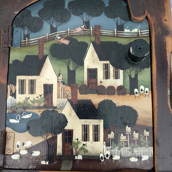 Original Art by Sylvia Wilson - Signed and Dated - OOAK - Small Wood Cabinet - Picture 6 of 11